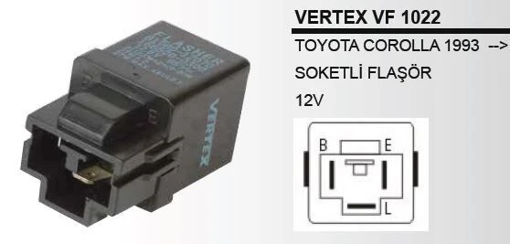 VERTEX 12V FLAŞÖR TOYOTA COROLLA 1993-> SOKETLI ürün görseli 1