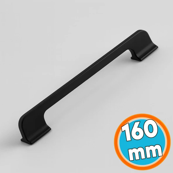 Mobilya Çekmece Mutfak Dolabı Dolap Kapak Kulplar Kulb Kulpu Metal Mat Siyah Kulp 160 mm 16 cm ürün görseli 1