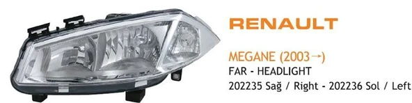 AYFAR FAR SOL RENAULT MEGANE II MERCEKSİZ 2002-2005 ürün görseli 1