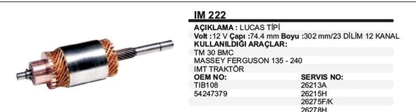 REMARK KOLLEKTÖR 12V TM 30 BMC MF-135-240 IMT TRAKTÖR İNCE FREZE LUCAS TİP ürün görseli 1