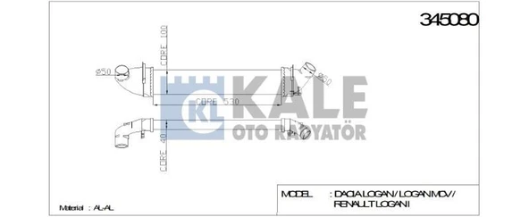 TURBO RADYATÖRÜ (INTERCOOLER) DACIA LOGAN / LOGAN MCV / RENAULT LOGAN I AL/PL/BRZ (6001548727) ürün görseli 1