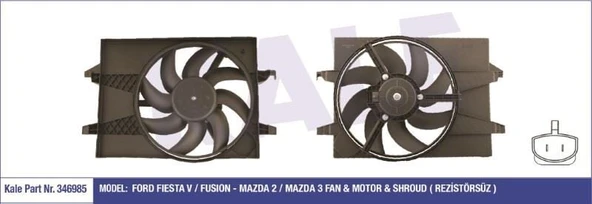 KALE FAN MOTORU DAVLUMBAZLI FORD FIESTA V/FUSION - MAZDA 2/MAZDA 3 ürün görseli 1