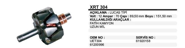 REMARK ROTOR 12V 70A BMC FATIH UZUN MİL LUCAS TİP ürün görseli 1