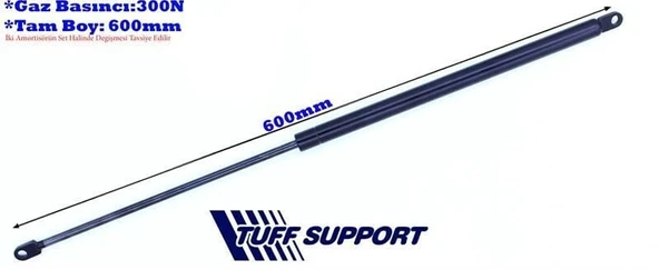 TUGG BAGAJ AMORTİSÖRÜ FIAT DKŞ KARTAL E.M. -88 MAFSALSIZ  (UZUNLUK=600mm BASINÇ=300N) ürün görseli 1