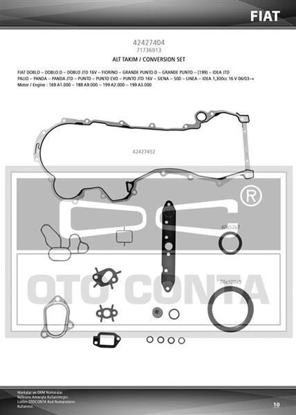 OTOCONTA FIAT OPEL CORSA 1,3 16 V MJTD EURO 4 ALT TAKIM TEFLON KEÇELİ 188 A9.000 - 199 A3.000-Y13 DT -Z13 DT -DTJ ürün görseli 1