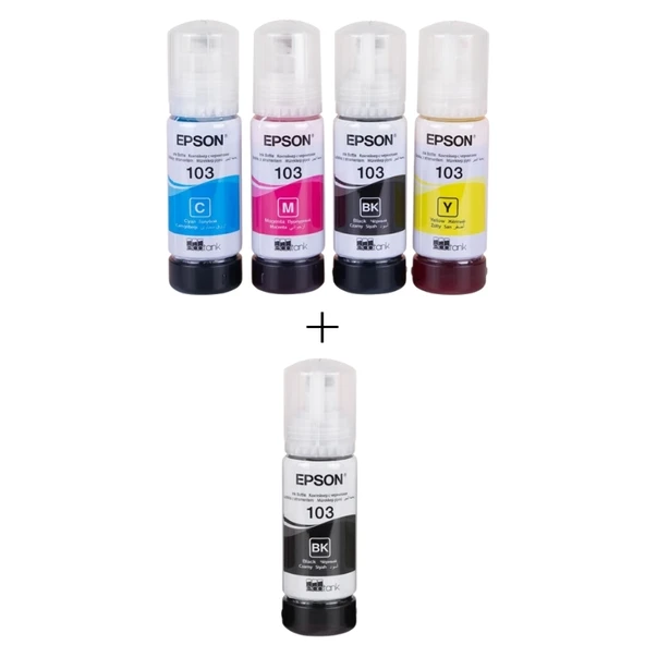 Epson Mürekkep Orj. T103 4 Lü Set + 1 Siyah Renk Hediyeli ürün görseli 1