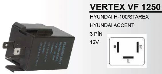 VERTEX 12V 3PİN FLAŞÖR HYUNDAI H100/STAREX/ACCENT ürün görseli 1