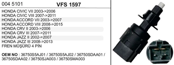 VERTEX FREN MÜŞÜRÜ HONDA CIVIC/ACCORD/CRV ürün görseli 1