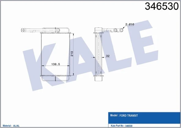 KALE KALORİFER RADYATÖRÜ BRAZING FORD TRANSIT  1.6-2.0-2.5D 1985-1992 ürün görseli 1