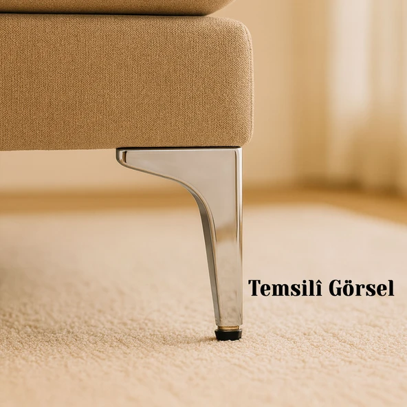 Mobilya Ayağı Modern Koltuk Dayanıklı Üçgen Ünitesi Ayağı Ayakları 20 cm (4 Adet) Gümüş Krom Metal ürün görseli 1
