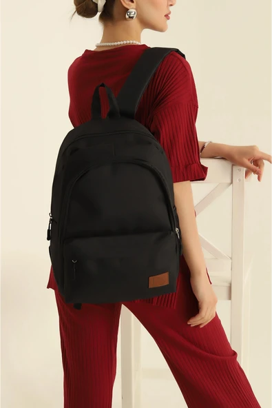 FHD BAGS Siyah Fermuarlı Unisex Sırt Çantası ürün görseli 1