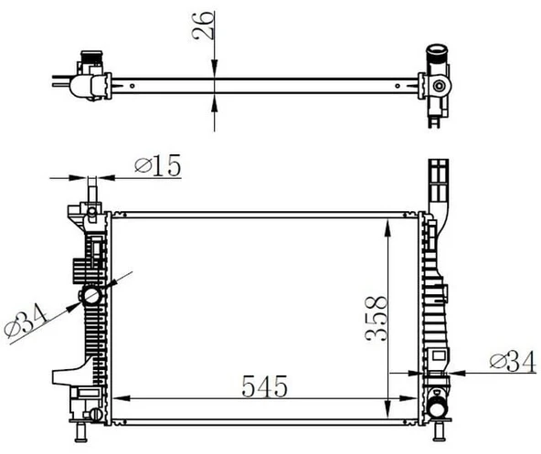 BRAZING SU RADYATÖRÜ  FORD FOCUS III DİZEL 12+ (MANUEL ŞANZ.) (545X358X26) ürün görseli 1