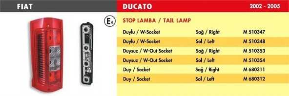 MARS STOP LAMBA FIAT DUCATO PEUGEOT BOXER-CITROEN JUMPER / SAĞ (2001-2005) (DUYSUZ) ürün görseli 1