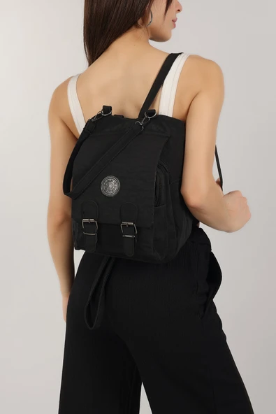 FHD BAGS Kapaklı Tokalı Klinkır Kumaş Omuz Askılı Hem Sırt Hem Kol Çantası 2'si 1 Arada Çanta ürün görseli 1