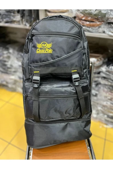 FHD BAGS Su Geçirmez Dağcı Sırt Çantası, Büyük Boy Siyah Erkek Kamp Çantası, Bölmeli Yürüyüş Asker Çantası ürün görseli 1