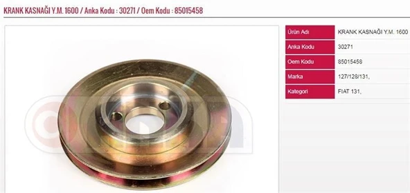 ANKA KRANK KASNAĞI Y.M. FIAT M131 - 1600 ürün görseli 1