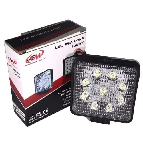 AEM LED ÇALIŞMA LAMBASI 9 LED 27W KARE KALIN TİP ürün görseli 1
