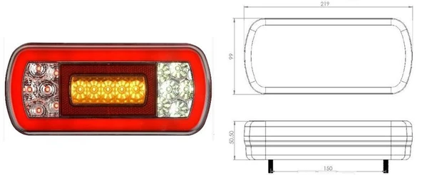 ÇERAY 12V NEON LED DİKDÖRTGEN STOP LAMBASI 4 FONKSİYONLU ( Park, Stop, Geri, Sinyal ) ürün görseli 1