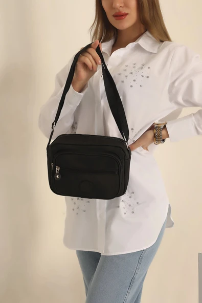 FHD BAGS Krinkıl Kumaş Çok Gözlü Suya Dayanıklı Omuz Ve Çapraz Kadın Çantası4 ürün görseli 1