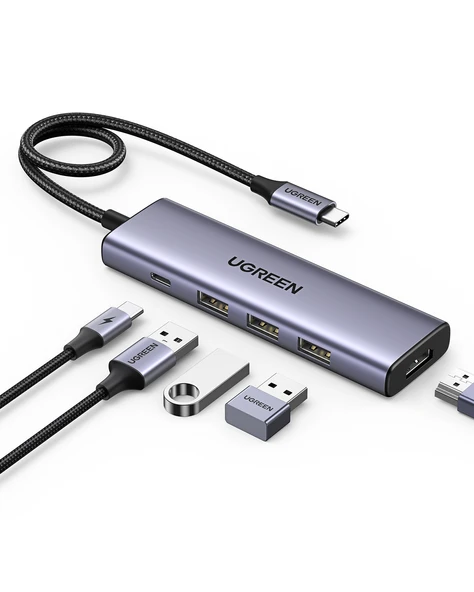 UGREEN USB-C 4K/60Hz HDMI 3*USB 3.0 100W PD Güç Girişi Çoklayıcı Hub Adaptör, 15597 ürün görseli 1