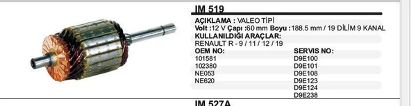 DODO KOLLEKTÖR 12V 102380 RENAULT R9/R11/R12/R19 VALEO TİP ürün görseli 1