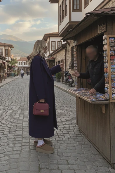 Kışlık Astarlı Sırtı Detaylı Kadın Kaşmir Kaban ürün görseli 1