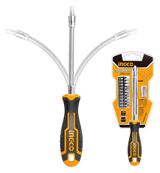 Ingco AKSDFL1208 12 Parça Flexible/Esnek Bits (Hex) Tornavida Seti ürün görseli 1