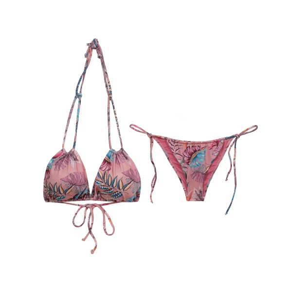 İpli Üçgen Kesim Perde Model Ayarlanabilir Bağlamalı Bikini Takım ürün görseli 1