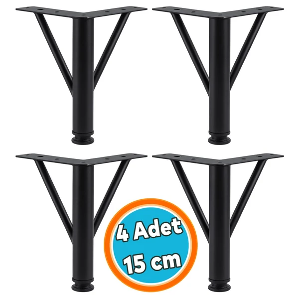 Mobilya Ayağı Modern Koltuk Kanepe Dayanıklı Tv Ünitesi 15 cm Siyah Metal Ayağı Ayakları 4 Adet ürün görseli 1