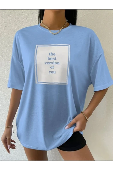 The Best Version Printed Oversize Unisex T-shirt - Resim 3