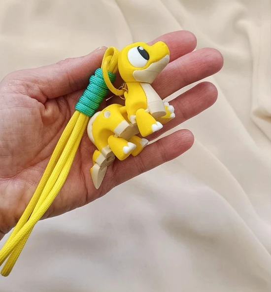 Anahtarlık Çanta Süsü 3D Dinozor Oynar Eklem Oyuncak Yılbaşı Doğum Günü Hediye Sarı ürün görseli 1