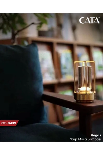 Cata Ct-8439 Vegas Şarjlı Masa Lambası,3 Renkli, Dimmerli Masa Lambası, Dekoratif Masa Lambası Krom-siyah ürün görseli 1