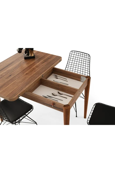 ZERENLAND Zeren877 Açılır Gizli Bölmeli Yemek Masası Garda Ceviz 70*110cm ürün görseli 1