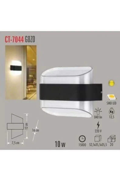 Cata Ct-7044 10w Siyah Gozo Bahçe Apliği 3200k Günışığı ürün görseli 1