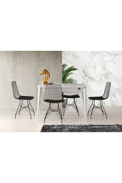 ZERENLAND Zeren877 Açılır Gizli Bölmeli Yemek Masası Beyaz 70*110cm ürün görseli 1