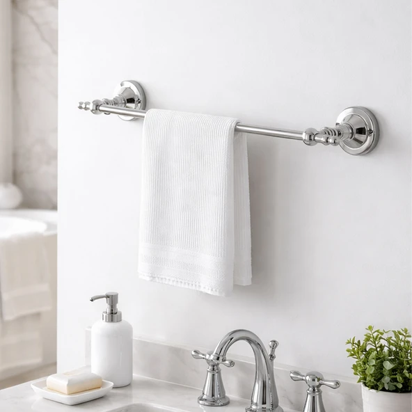 Uzun Havluluk Krom Duvara Monte Paslanmaz Metal Banyo Havlu Askısı Modern Şık Dayanıklı Tasarım ürün görseli 1
