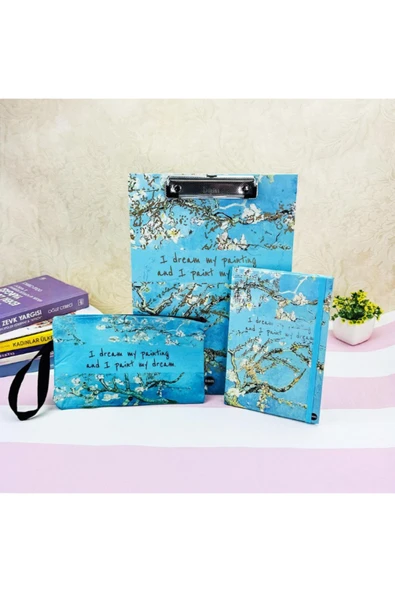 Van Gogh Badem Çiçeği V2 Tasarımlı Kırtasiye Seti ürün görseli 1