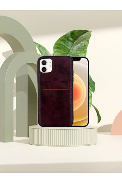 DEERDERİ İphone Hakiki Deri Dikişli Karlıklı Kılıf Iphone 11 ürün görseli 1