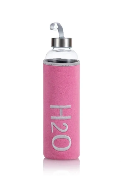 Dörtel Tedarik H2O Kadife Kılıflı Cam Matara 600 ML - Renk Seçenekli ürün görseli 1