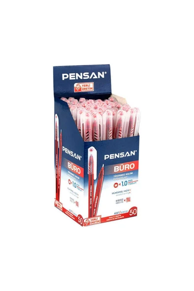 Pensan 2270 Büro 1 mm Kırmızı Tükenmez Kalem 50'li Kutu ürün görseli 1