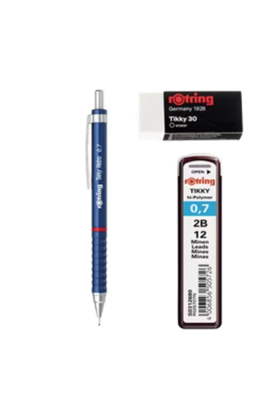 Rotring Okul Seti Tikky Retro 0.7+Min Silgi Hediyeli Mavi - Resim 2