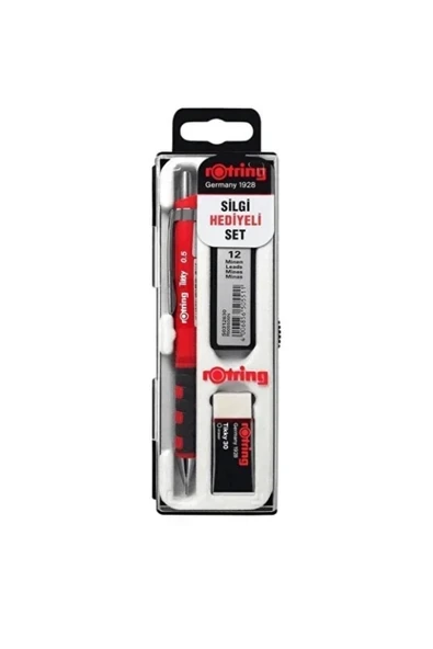 Rotring Tikky Versatil Kırmızı 0.5 Uçlu Kalem 3 Lü Okul Seti Silgi Hediye ürün görseli 1
