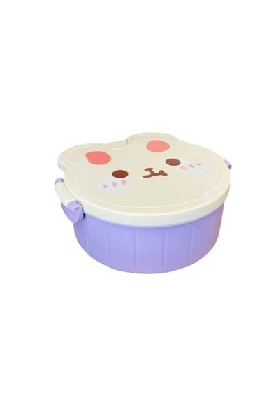 Dörtel Tedarik Teddy Bear Çocuklar için çatal ve kaşıklı üç bölmeli plastik beslenme kutusu ürün görseli 1
