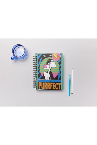 Spiralli Defter Looney Tunes Im Perrfect Yeşil Çizgili Defter 80 YP 17x24 DFT-388630 ürün görseli 1
