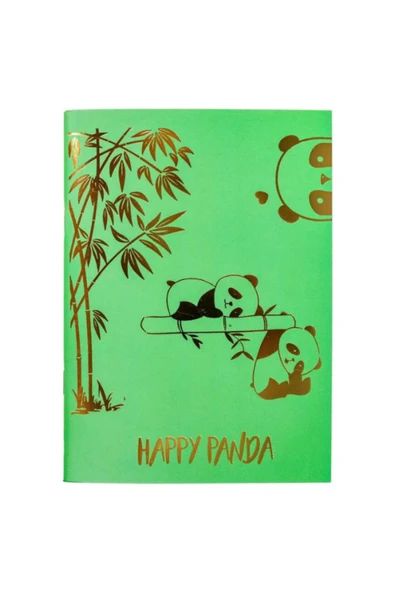 Happy Panda Mottolu Çizgisiz Defter ürün görseli 1