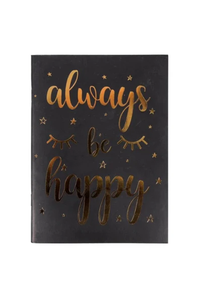 "Always Be Happy" Çizgisiz Defter Siyah İnce Kapak ürün görseli 1