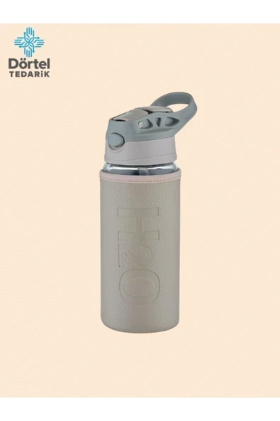 Tohana H2o Deri Kılıflı Pipetli Cam Matara 500 ML ürün görseli 1