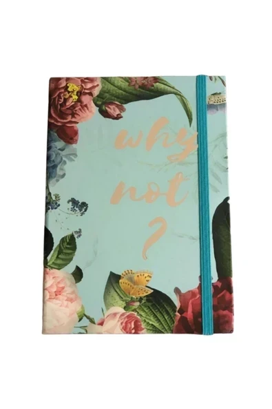 Dörtel Tedarik "Why Not?" Çiçek Mottolu Tasarım Çizgisiz Defter Karton Kapak 60 Yaprak ürün görseli 1
