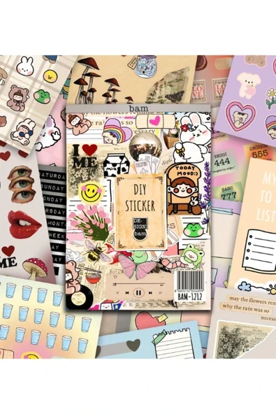 Vintage My DIY Sticker Book 24 * 17 cm 16 Sayfa Özel Tasarım Rengarenk Sticker Kitabı ürün görseli 1