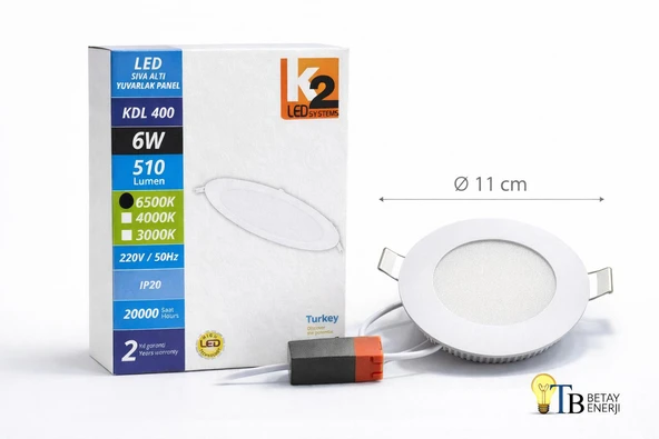 6W Yuvarlak LED Panel Gün Işığı 6500K ürün görseli 1